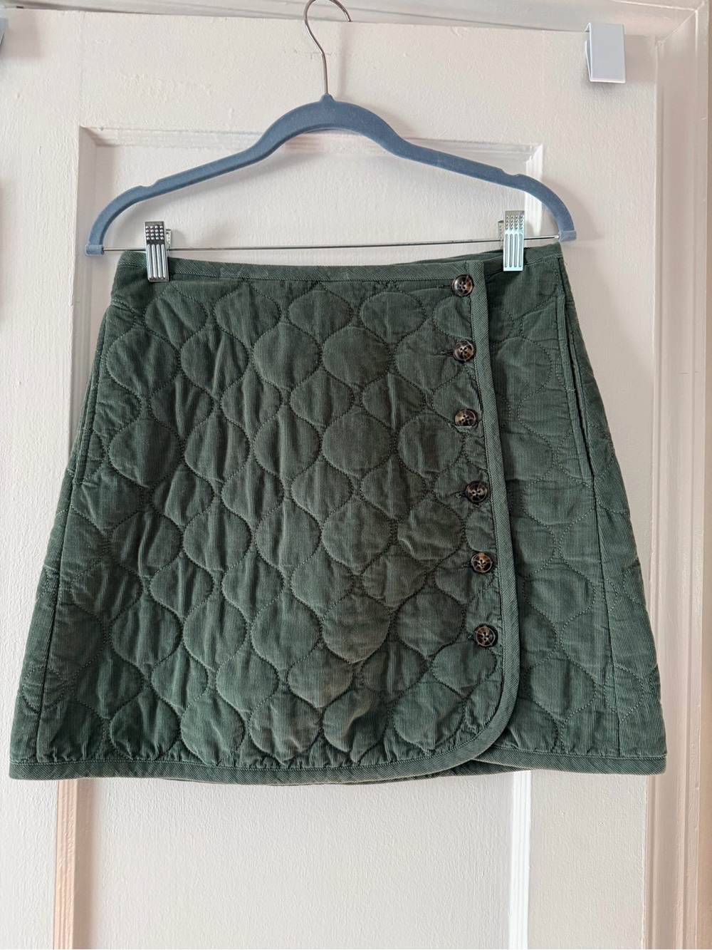 Madewell Quilted A-Line Mini Skirt in Olive